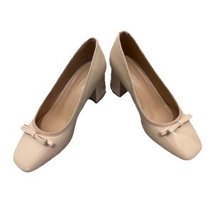Top Moda Women’s Elba Square Toe Pump 7 Cream Patent Leather Just Once Worn